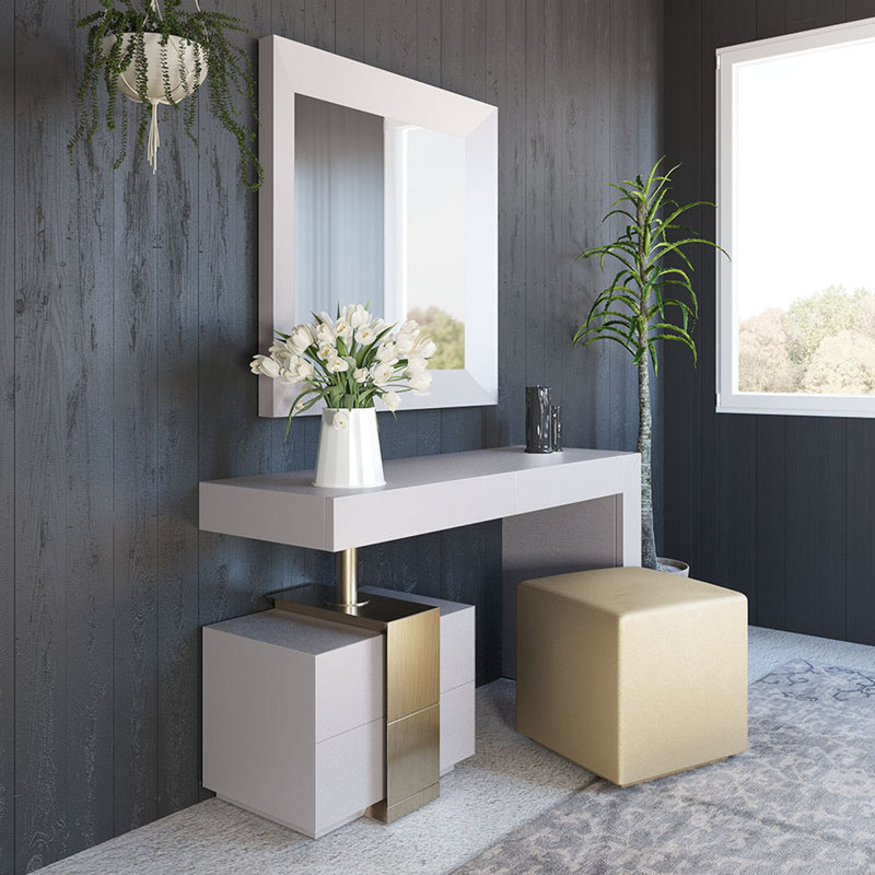 Ensemble de coiffeuse avec tabouret, Mat