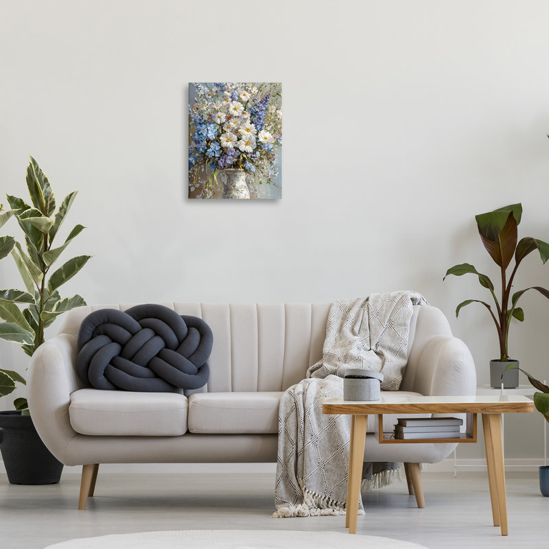 Fleurs dans un vase chinois, par Franklyn Gregory, H 20 po x l 16 po