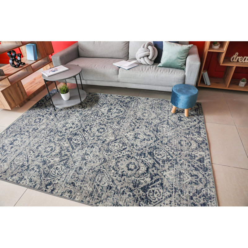 Aidy 1244 Transitional Abstract Blue Area Rug, Rectangle 5'3" x 7'3"