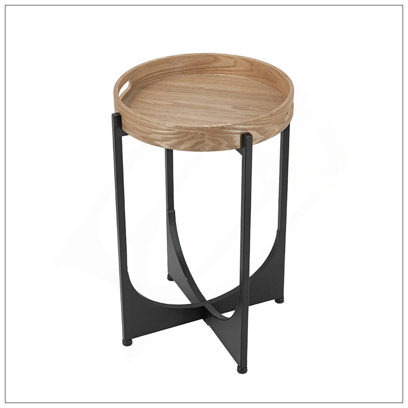 Table-plateau 15 x 15 x 22 po avec base géométrique noire