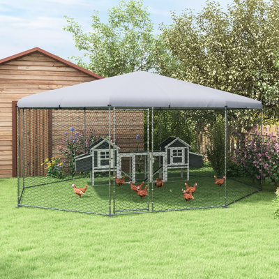 Large Metal Chicken Coop Run, , Waterproof & , For Chicken, Ducks, Rabbits, Yard Hen House, 17' X 15.7' 9 Cover, Spacious Outdoor Farm