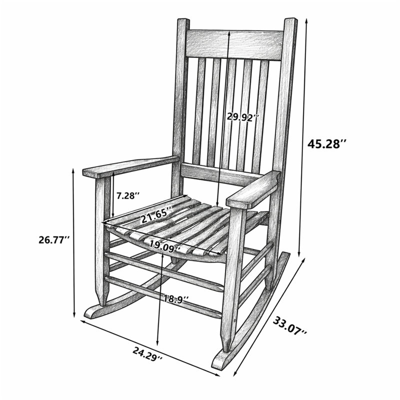 Chaise berçante en bois noir, Black