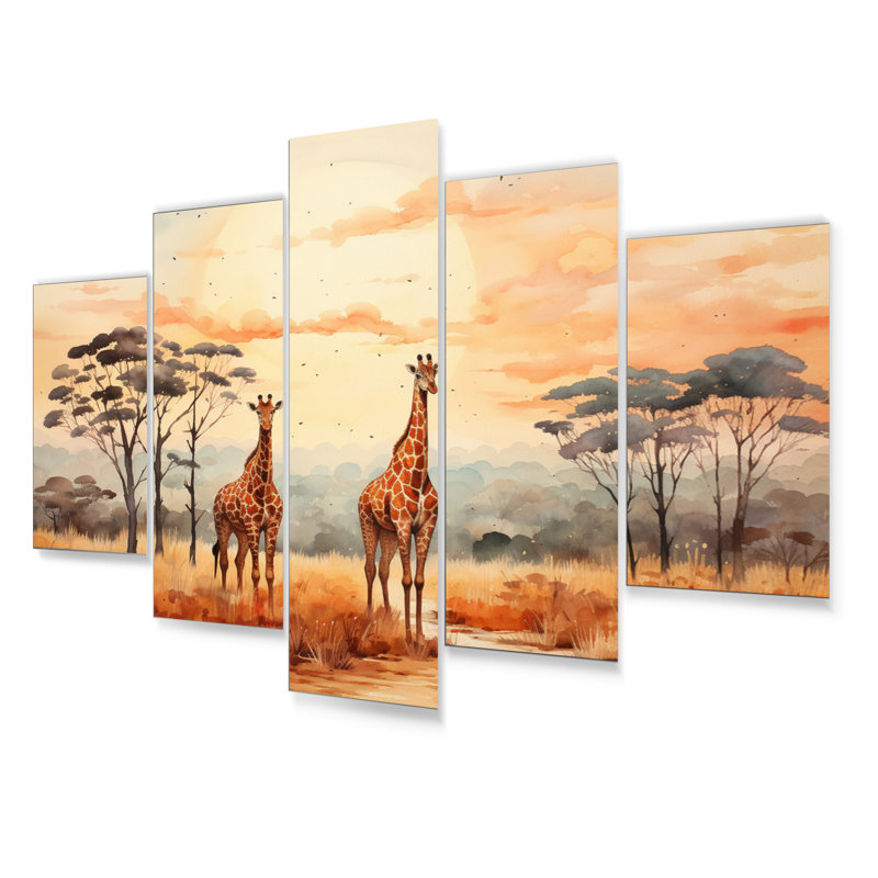Ensemble de 5 décorations murales paysage africain