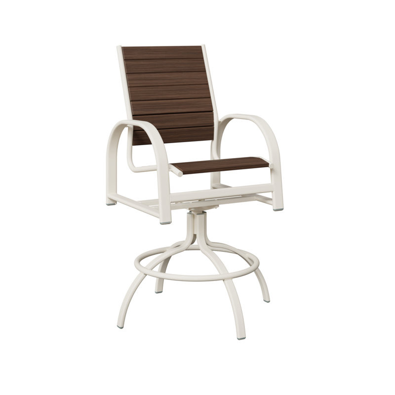 Chaise de bar berlinoise en aluminium avec dessus en noyer brésilien Berlin, Imbuia