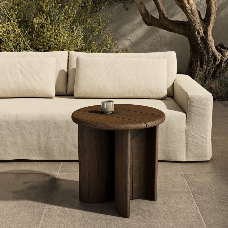 Paden Outdoor Round Teak Side Table