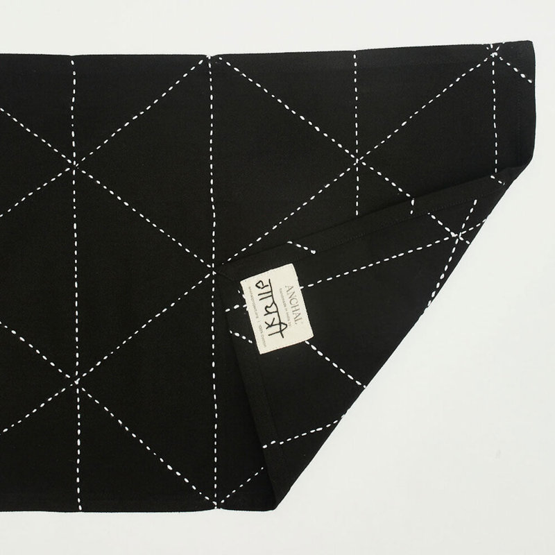 Cotton Twill, Charcoal, 13" x 18", Geometric
