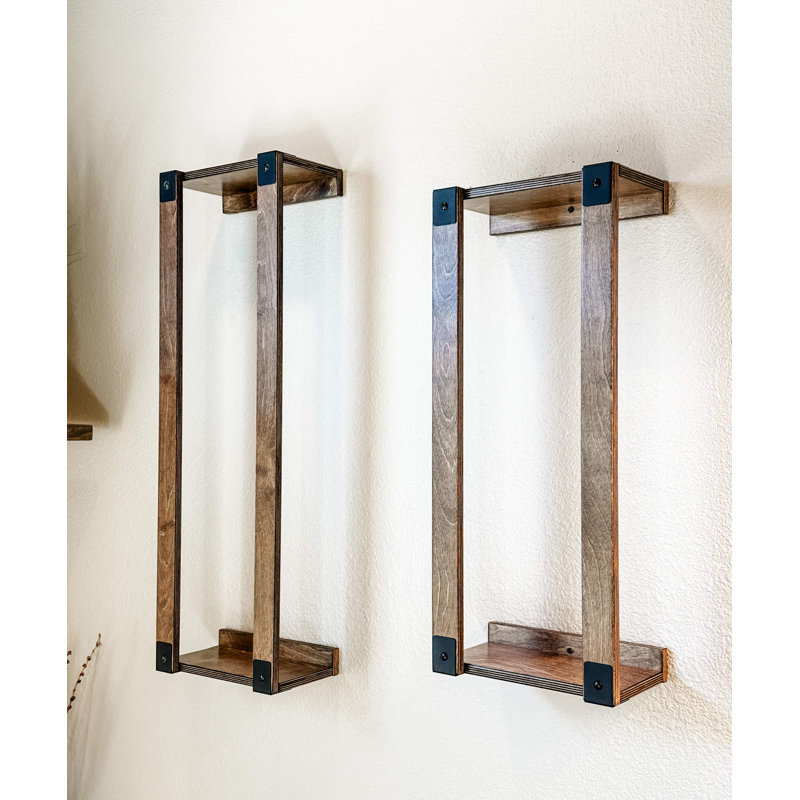 Solid Wood Wall Mounted Towel Rack with Shelf, 26" H x 10.75" W x 6.25" D