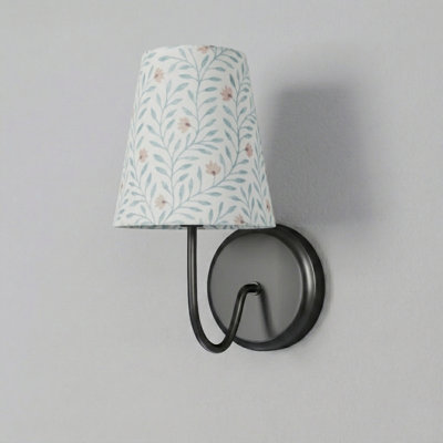 6''W Black Dimmable Wall Sconce With Green Pattern Shade