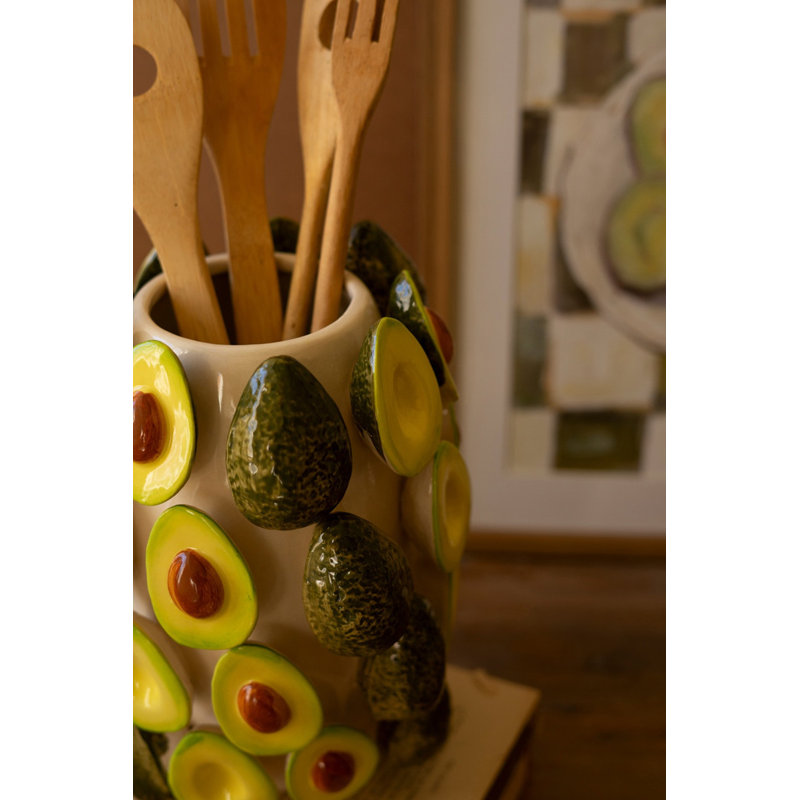  Ceramic Vase – Avocados – 10.5" Tall Decorative Fruit Design