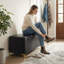 Banc de rangement moderne avec repose-pieds noir