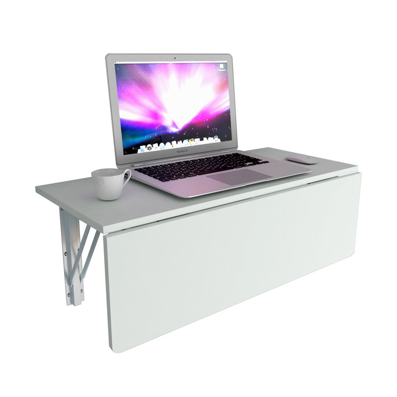 Bureau mural pliable en deux étapes 31,5 "avec table en métal et base en métal