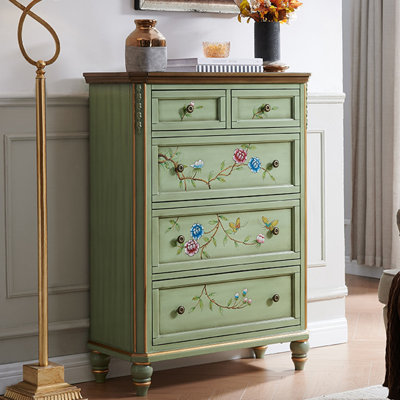 Green Solid Wood Accent Cabinet