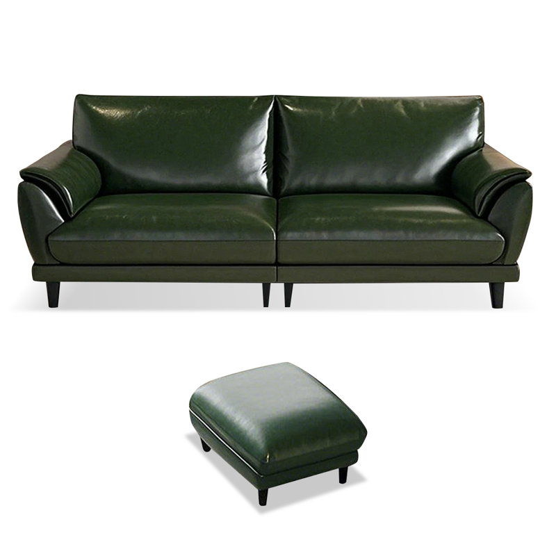 Ensemble de salon 2 pièces en cuir véritable vert