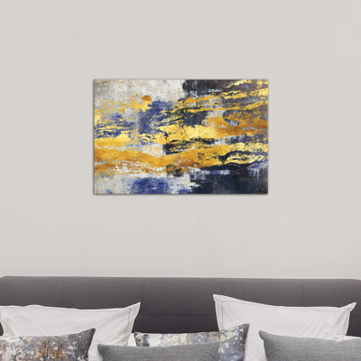 Gold And Blue by Maximiliano Casal - Wrapped Canvas Print