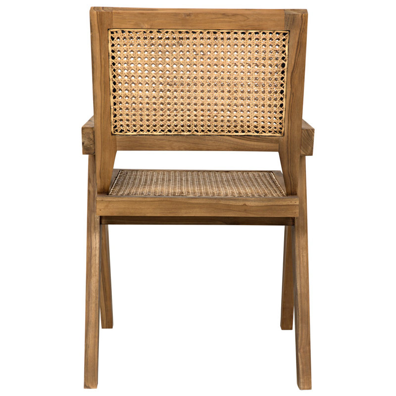 Chaise avec accoudoirs en bois massif Jude, Brun
