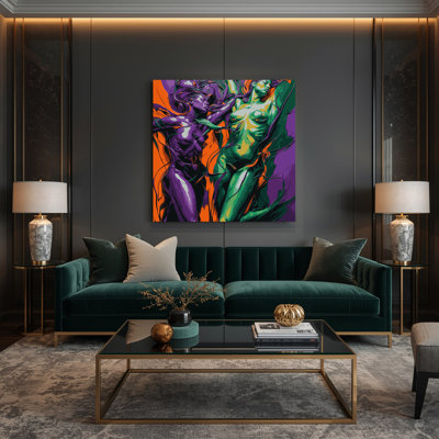 Abstrait art figuratif sur toile mauve 24