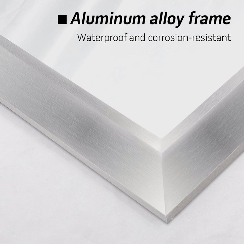 Lunara Belveled Edged Accent Rectangular Bathroom Wall Mirror with Tempered Glass & Rust-proof Aluminimn Framed, Silver