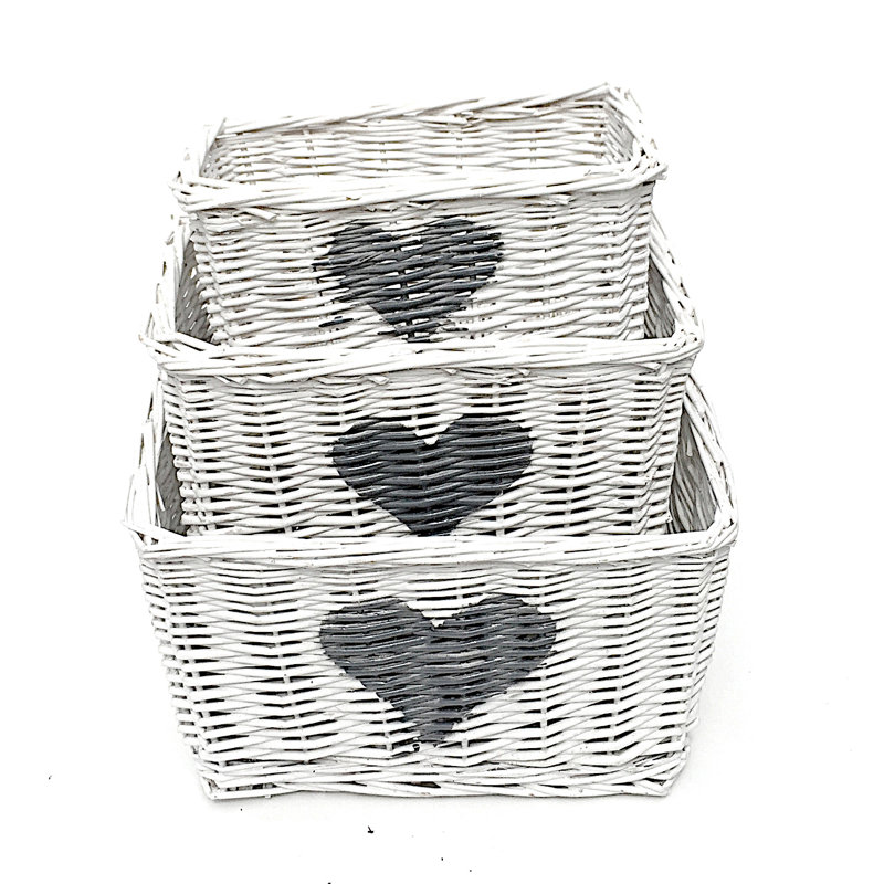 Brambly Cottage Wicker Decorative Basket, White, Large