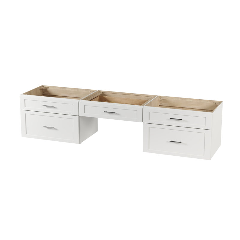 Ensemble de meuble-lavabo mural flottant double 90 po avec bureau Disar, Blanc