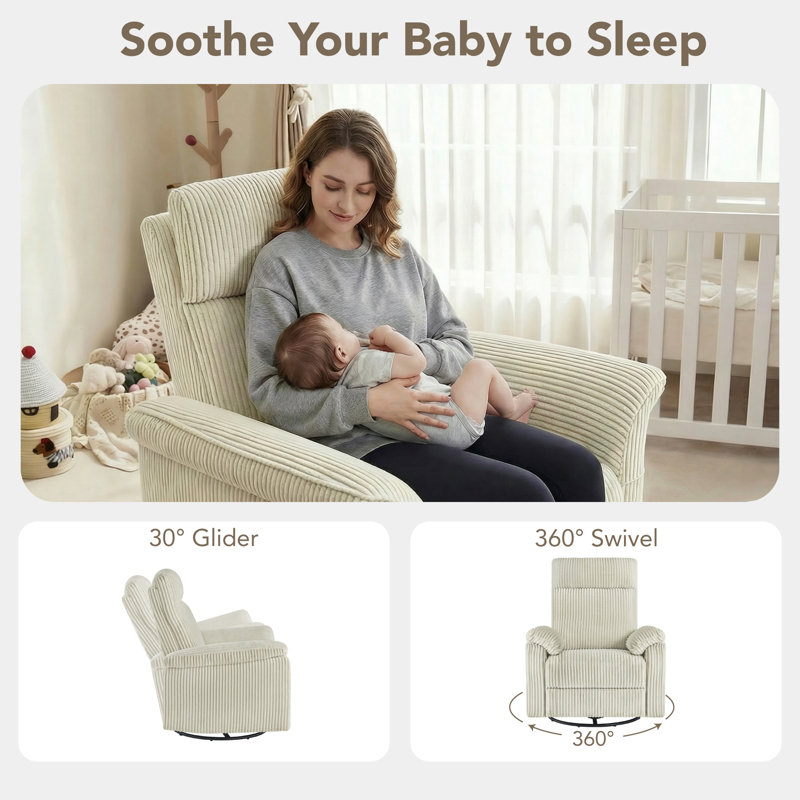 Newport Manual Swivel Glider Recliner, Cream