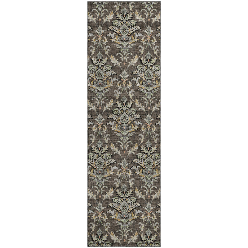 Tapis damassé de qualité supérieure Mayfield AMF2325, Tapis de couloir 2 pi 3 po x 7 pi 6 po, Chocolat