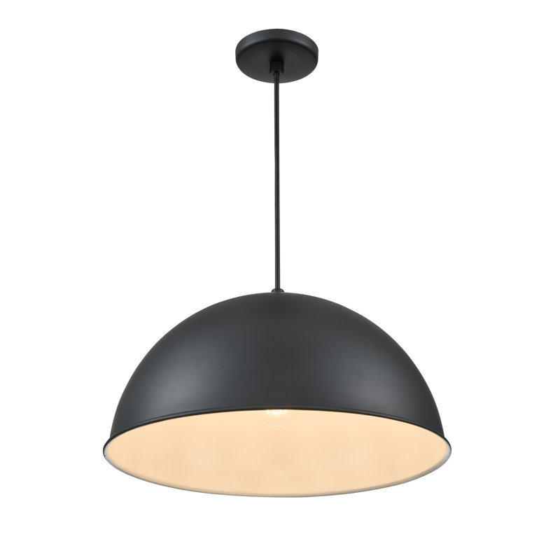 Ébène profond suspendu en satin noir à 1 lumière Ebern Designs R Series