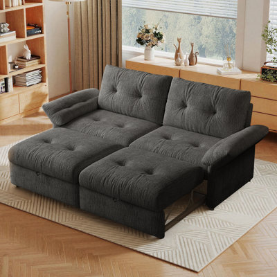 82" Chenille Upholstered Sleeper Sofa with 3-in-1 Pull-Out Bed, Loveseat for Living Room, Apartment