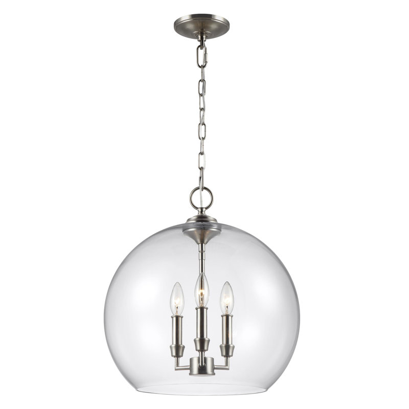 3-Light Globe Pendant, Satin Nickel