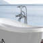 Robinet de baignoire autoportant et douche à main -, 10 po de largeur, hauteur, jet pleine couverture, parfait pour la salle de bain avec baignoire autoportante, jet pour le corps