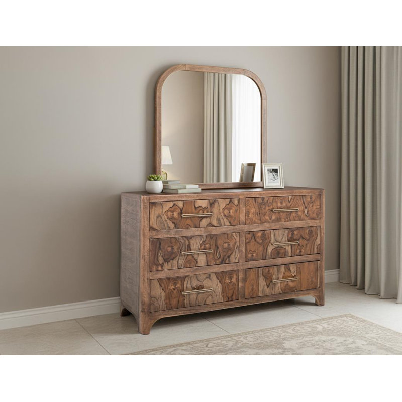 Commode Praga à 6 tiroirs avec miroir