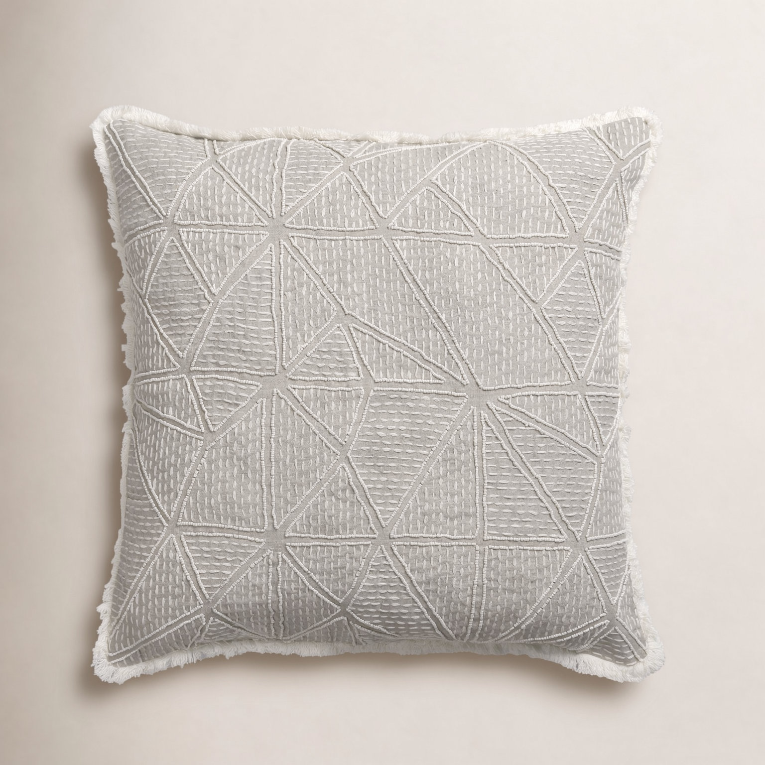 Helma 20" x 20" Embroidered Linen Pillow Cover, Polyester