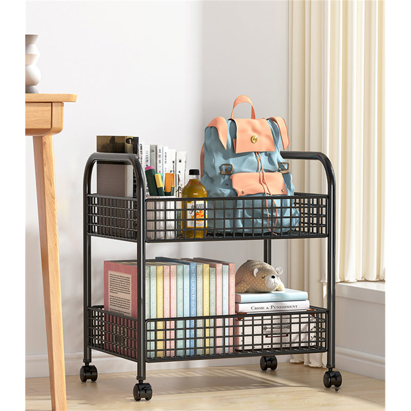 Nemuel 16.73'' H x 15.75'' W Book Cart with Wheels, Black