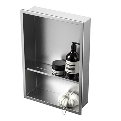 Double Shelves SUS304 Stainless Shower Niche 18Inch In Brushed