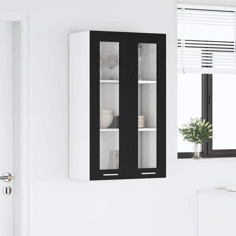 Vidaxl Hanging Cabinet With Storage Riga Artisan Oak 60 X 31 X 100 Cm, 100cm H x 60cm W x 31cm D, Black