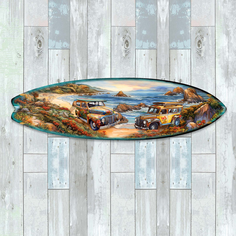 Décoration murale planche de surf, H 7 po x l 24 po x P 1 po