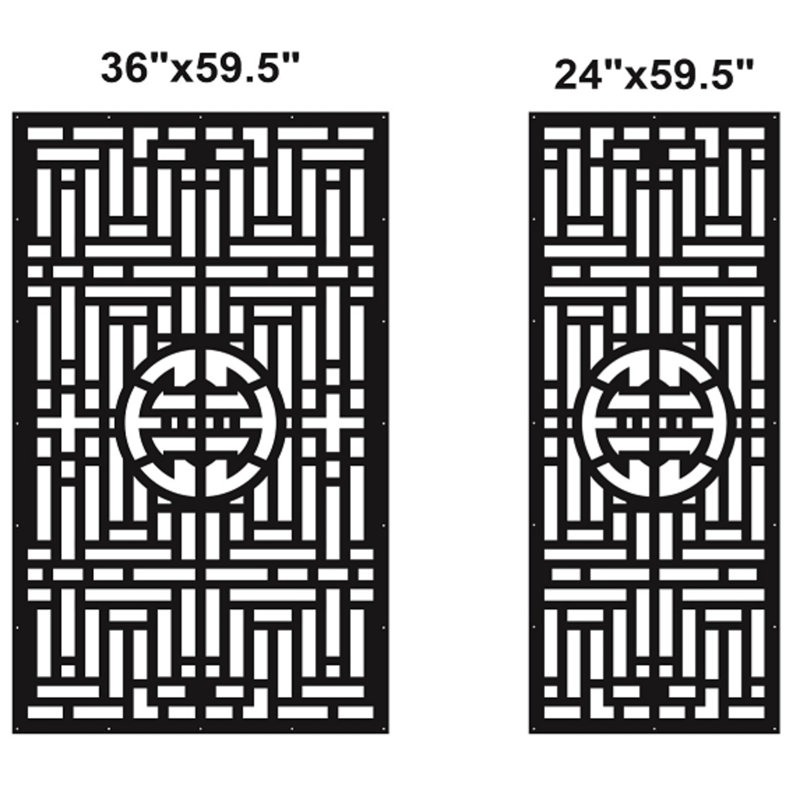 Panneau d'intimité Art Deco en aluminium découpé au laser - Art mural d'extérieur en métal thermolaqué, Noir mat