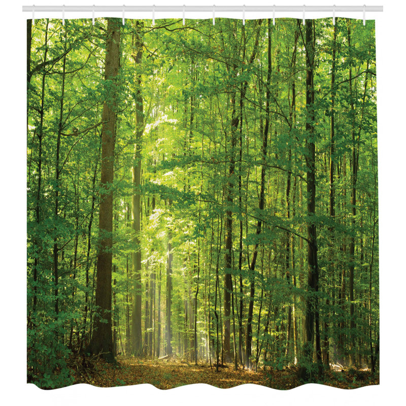 Ensemble de rideau de douche en bois et crochets, H 84 po x l 69 po