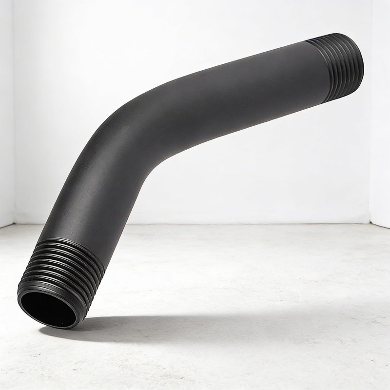 Shower Arm 6 Inch Stainless Steel Wall Mounted Shower Arm with 1/2 Inch Threaded IPS, Matte Black