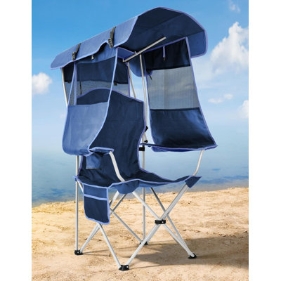 Chaise de plage avec abat-jour, chaise de camping pliante avec auvent et porte-gobelet
