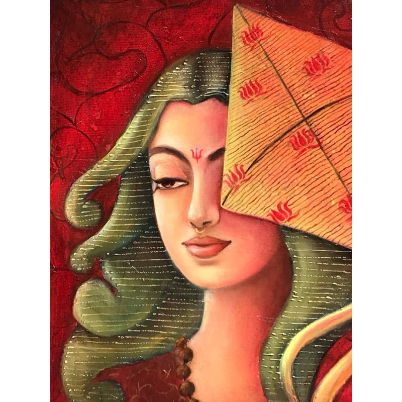«Woman - Feel Like Peace Of Mind», peinture | Huile sur toile | Par Ranjeeta Kumar