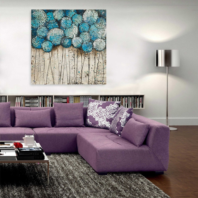 «Bubble Trees in Blue» par Britt Hallowell, art mural en verre acrylique, H 36 po x l 36 po x P 0,2 po