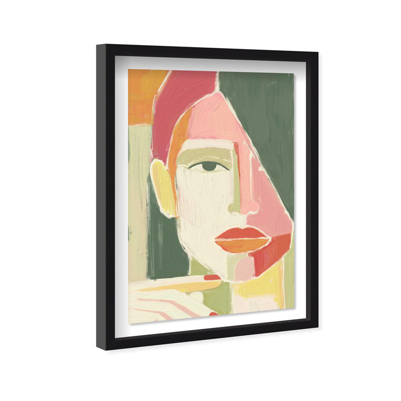 Oliver Gal Looking at You Abstract Portrait - Luxury Shadowbox Framed Wall Art, 55.5" H x 37.5" W, Black