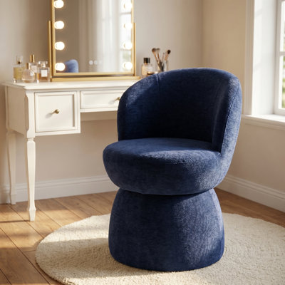Allis Upholstered Accent Chair, Swivel Vanity Stool With Wingback, Fabric Make-Up Chair