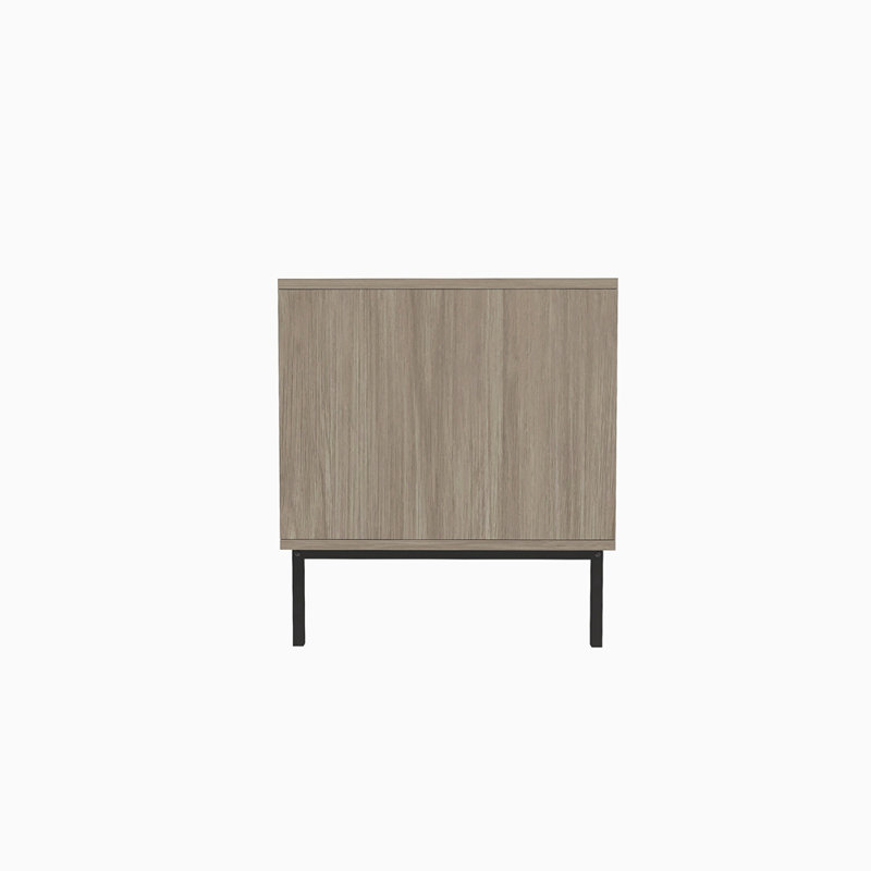 Elegant Veener Weaving Design Coffee Table With 4 Sliding Door, Wooden Center Rectangular Table With Symmetrical Design Storage Cabinet