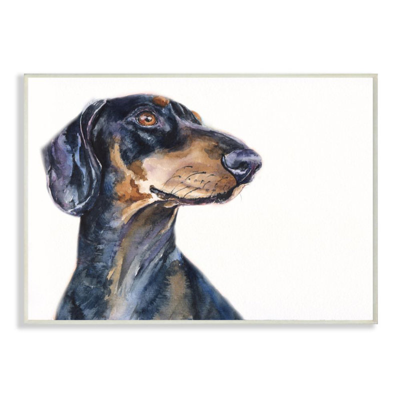 «Dachshund Dog Pet Animal Watercolor Painting», impression sur toile, H 12 po x l 18 po x P 0,5 po, Plaque murale