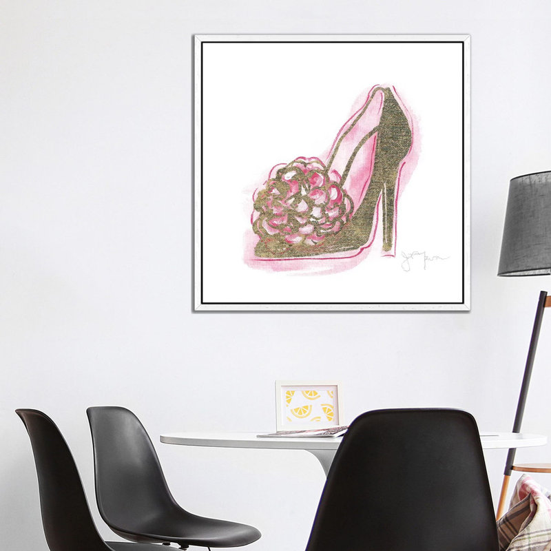 Golden Shoe II 1 Piece Wall Art on Canvas, 93.98 cm H x 93.98 cm W, White Framed