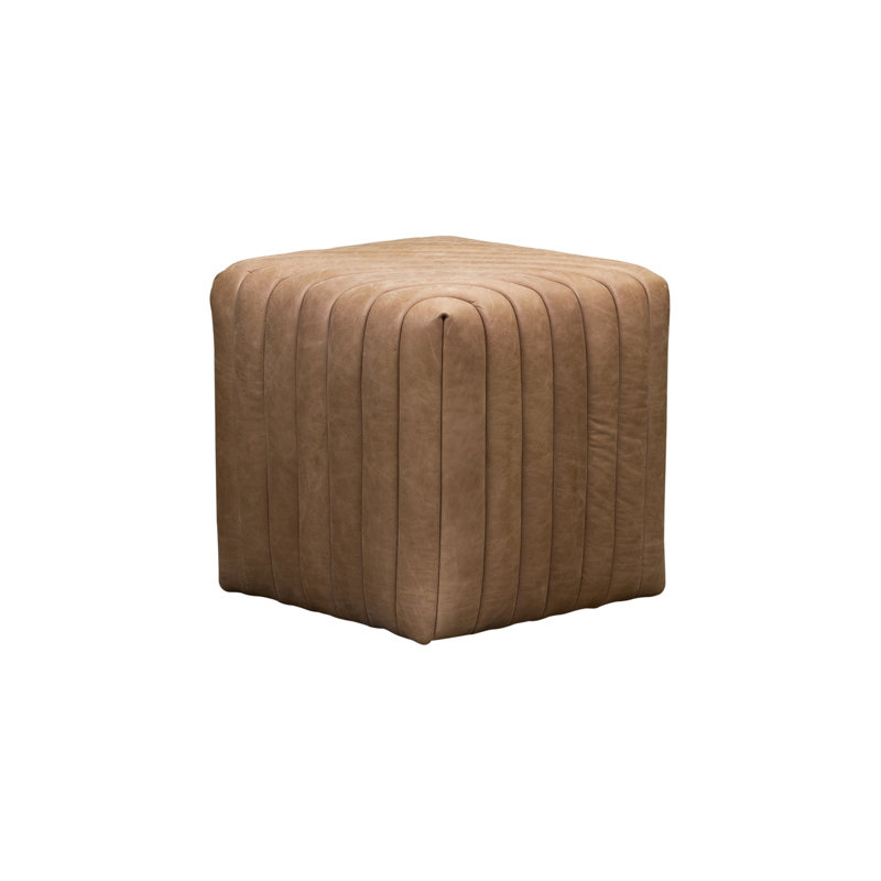 Bryant Cube Ottoman in Hair on Hide Solid Black, Collins Celadon
