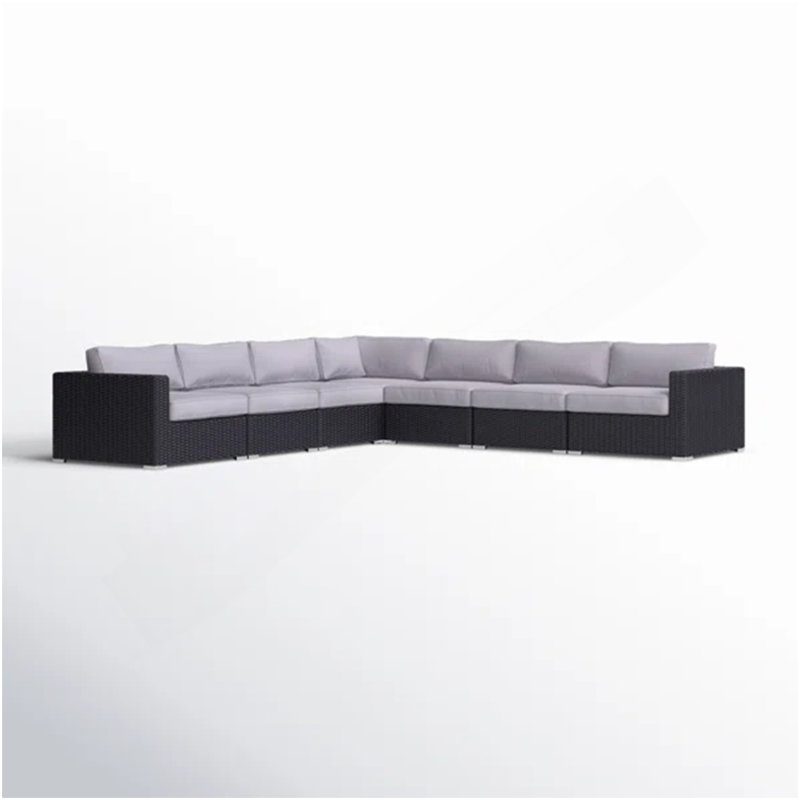 Canapé modulaire d'extérieur en osier de 122 po de largeur avec coussins entièrement assemblé