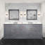 Ensemble de meuble-lavabo double avec comptoir en quartz blanc et robinet-110912983