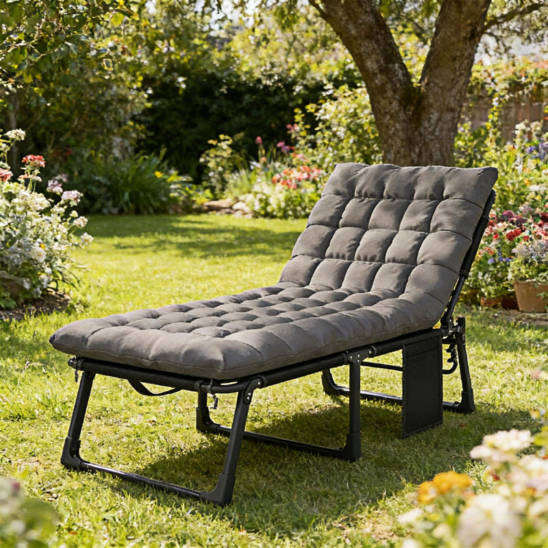 Outdoor Lounge Chair Recliner Chair, 1, Gray